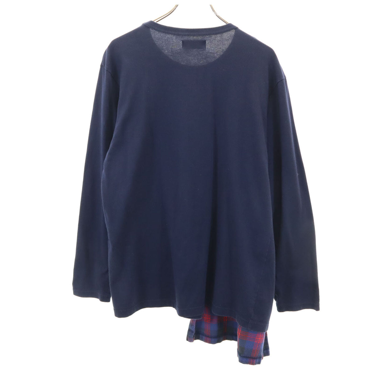 S'YTE サイト 08SS 日本製 チェック柄 長袖 アシンメトリー Tシャツ 3 ネイビー ヨウジヤマモト ロンT メンズ