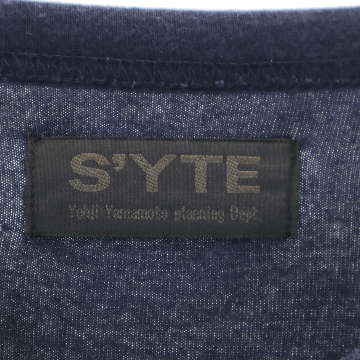 S'YTE サイト 08SS 日本製 チェック柄 長袖 アシンメトリー Tシャツ 3 ネイビー ヨウジヤマモト ロンT メンズ