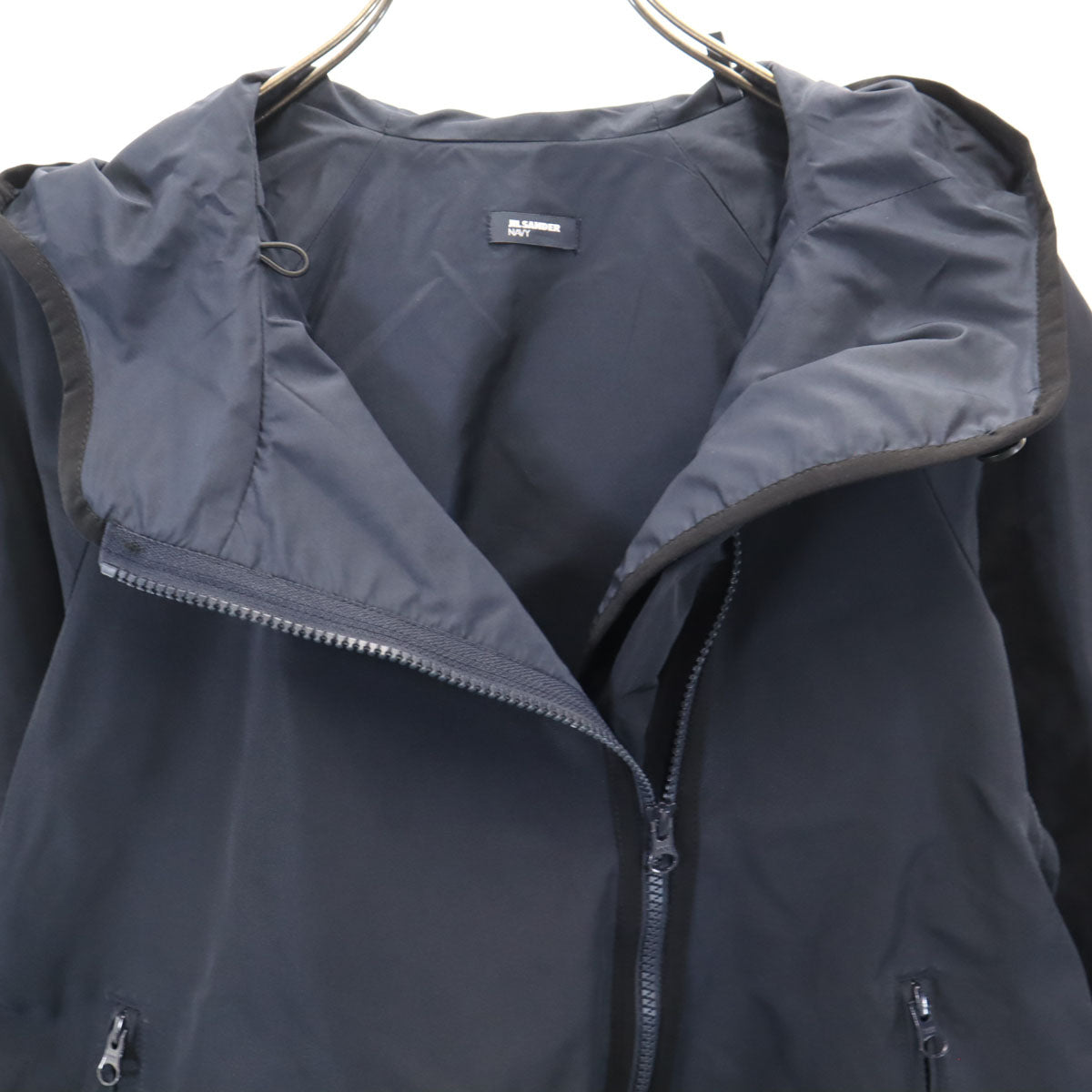 JIL SANDER NAVY ジルサンダーネイビー イタリア製 フーデッド シェル ジャケット 34 ネイビー レディース