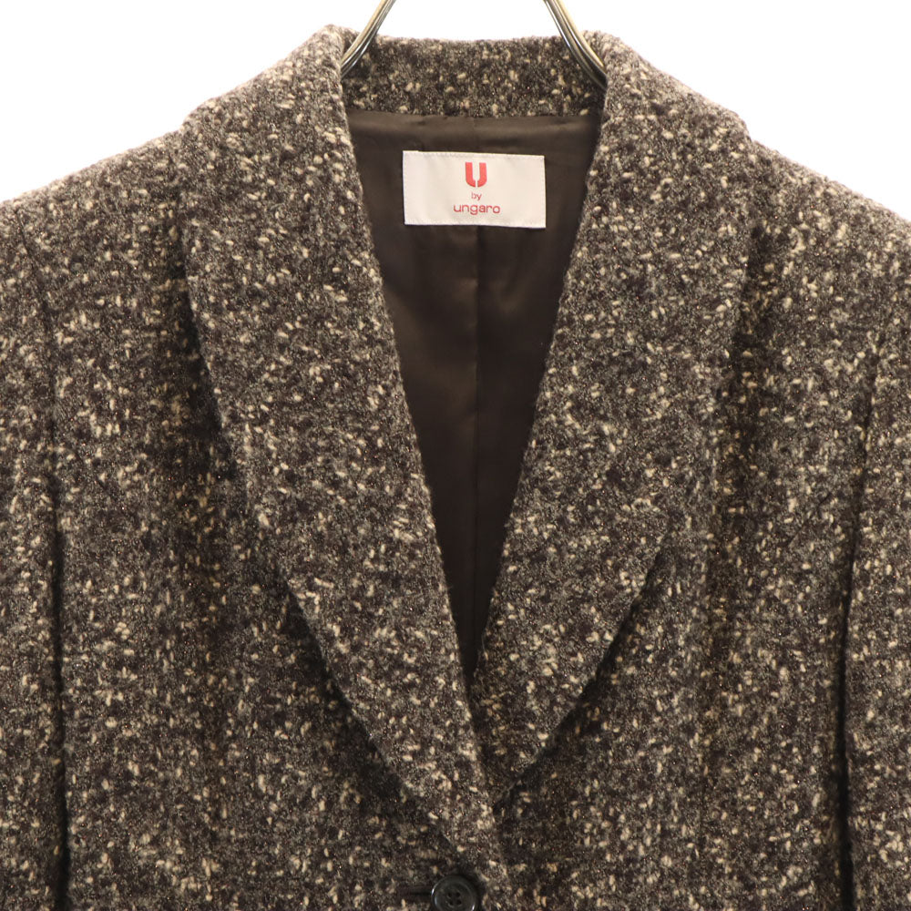 ユーバイウンガロ 日本製 ショールカラー ツイード ジャケット 36 ブラウン系 U by ungaro レディース