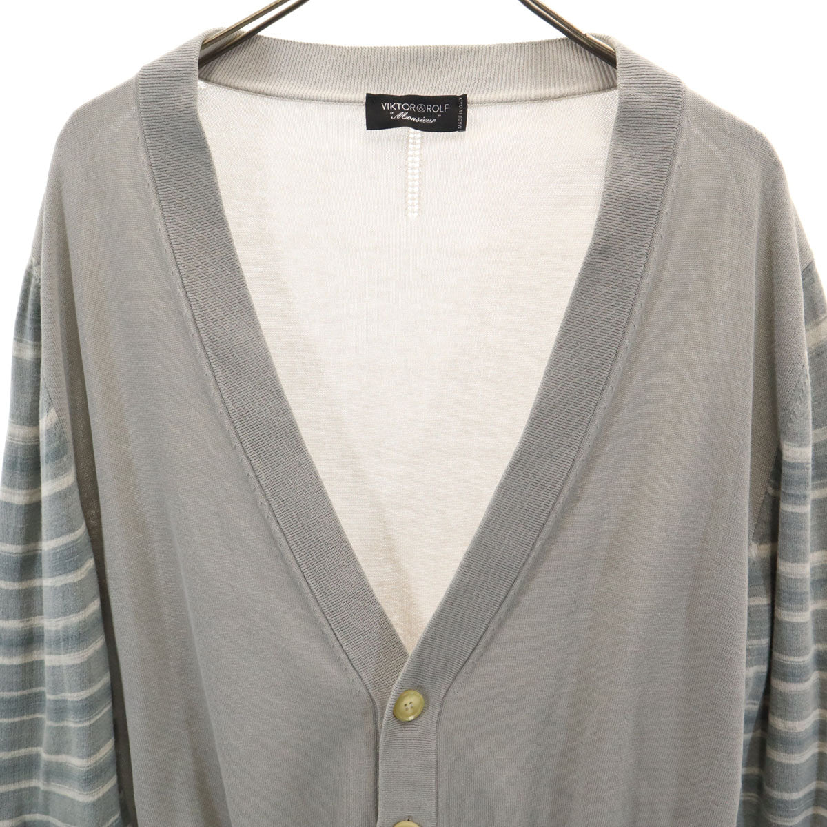 VIKTOR&ROLF ヴィクターアンドロルフ イタリア製 長袖 コットンニット Vネック カーディガン M グレー系 メンズ