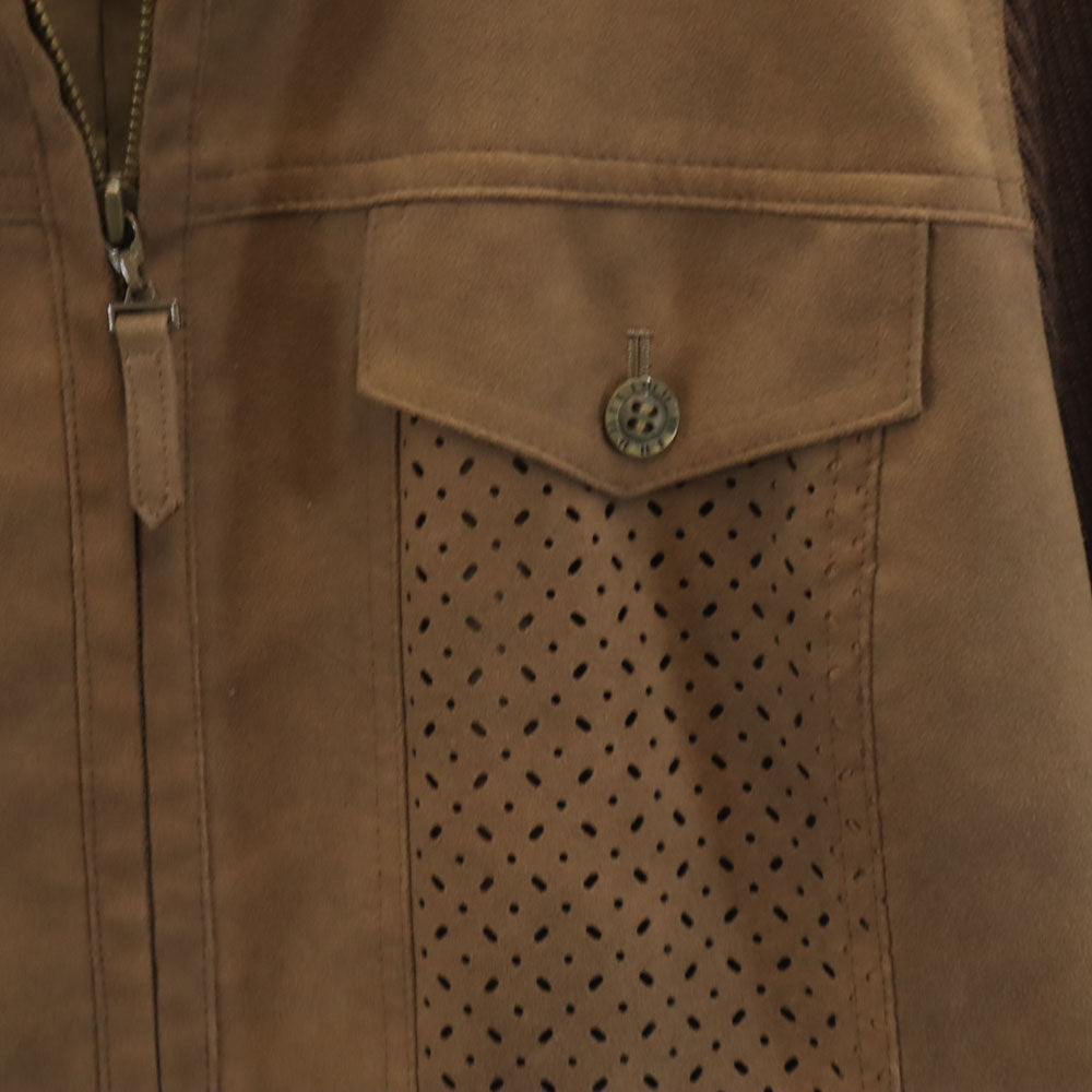 ノナ 日本製 ニット切替 フェイク スエードレザージャケット 13 ブラウン レディース