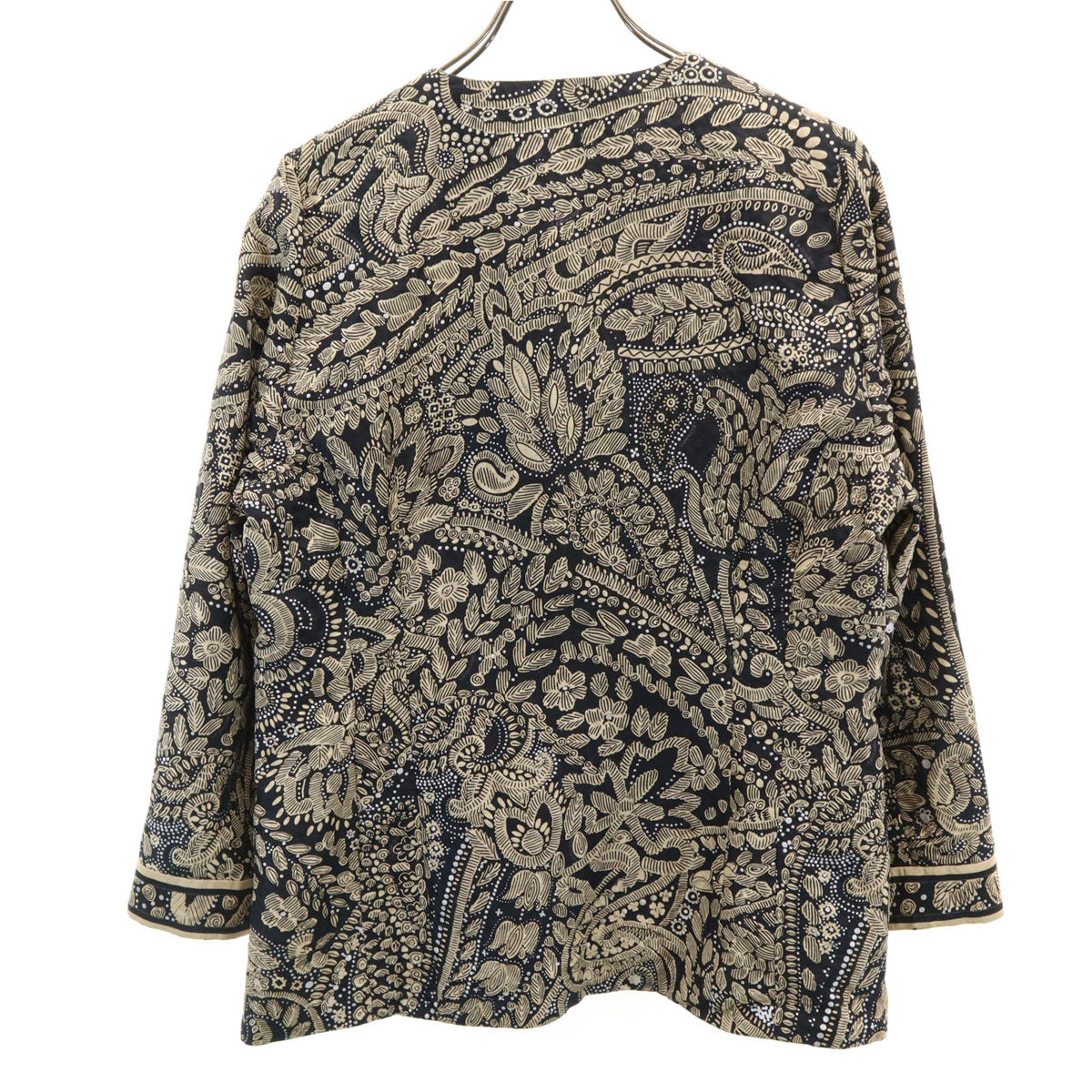 LEONARD レオナール 総柄 ノーカラー ジャケット 13AR ブラック系 レディース