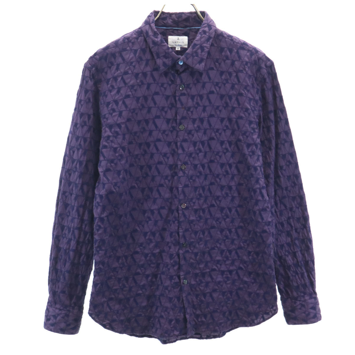 LANVIN en Bleu ランバンオンブルー 日本製 総柄 長袖 シャツ 48 パープル メンズ