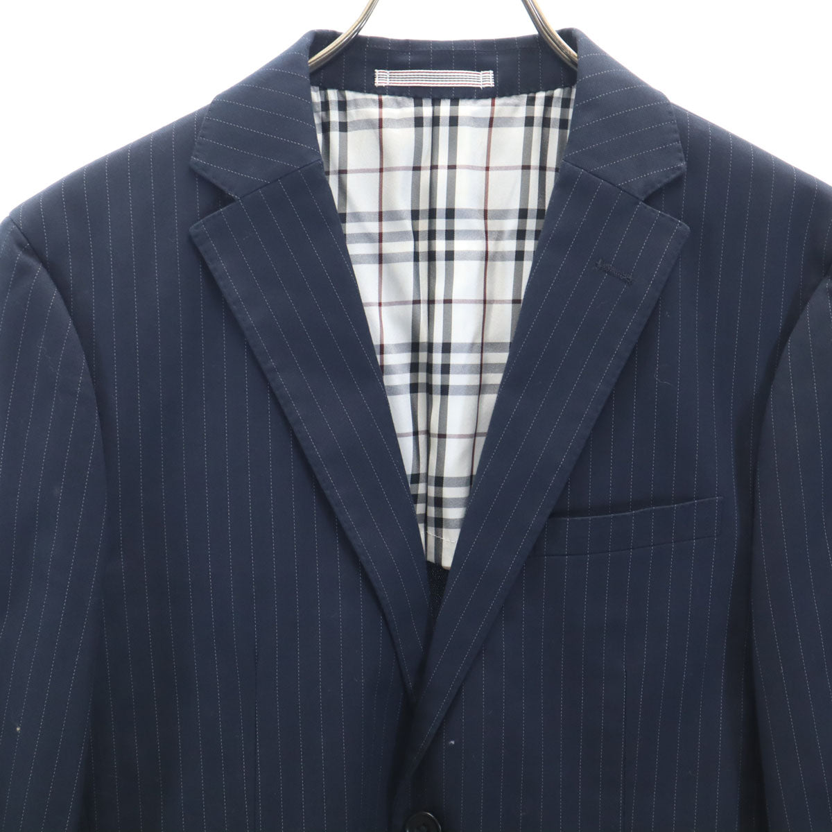 BURBERRY BLACK LABEL バーバリーブラックレーベル ストライプ柄 テーラードジャケット M ネイビー 衣装カバー付き メンズ