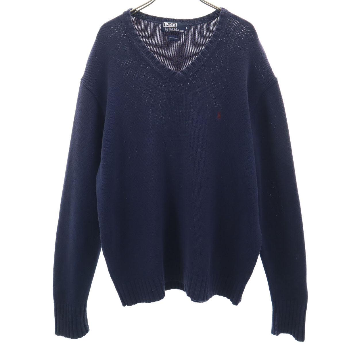 Polo by Ralph Lauren ポロバイラルフローレン 90s オールド 長袖 Vネック ニット L ネイビー メンズ