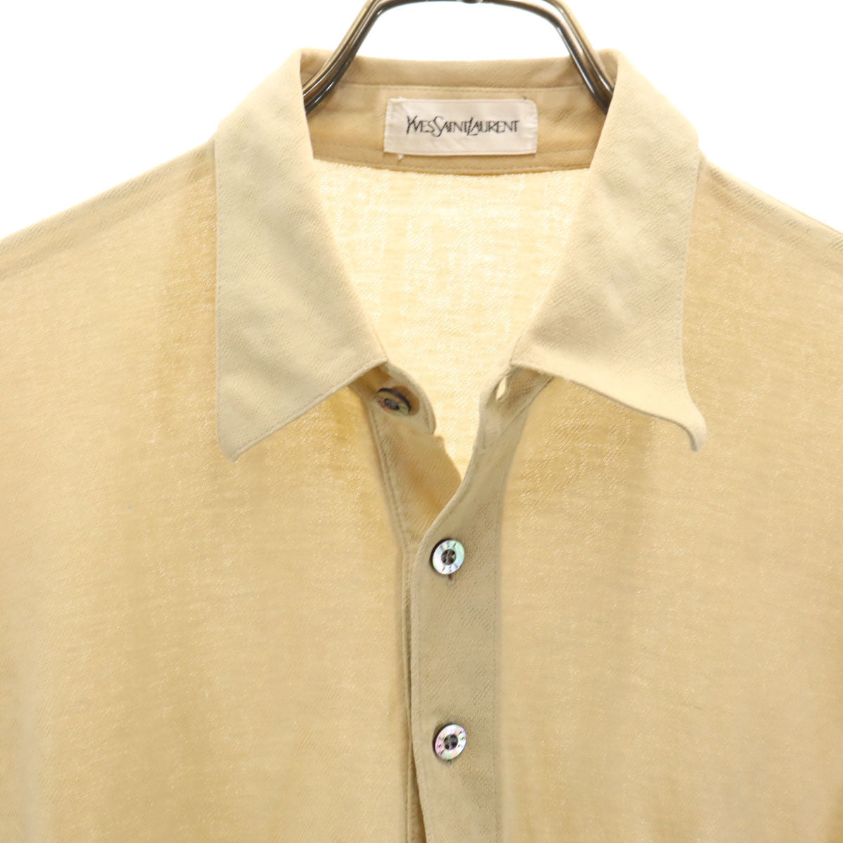 YVES SAINT LAURENT イヴサンローラン 90s オールド 長袖 ポロシャツ L ベージュ メンズ