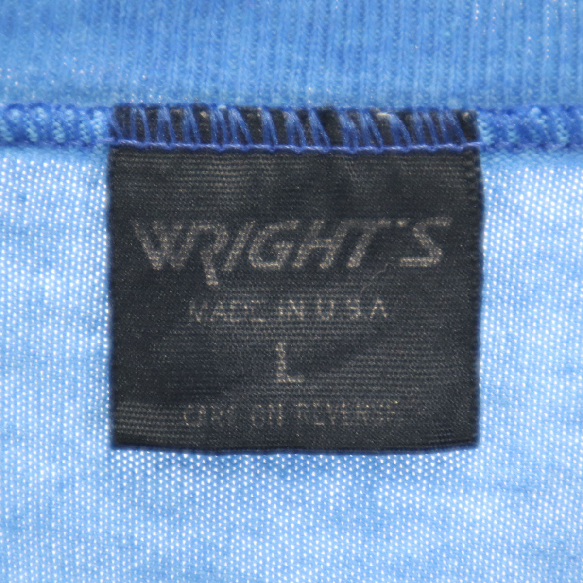 80s ヴィンテージ USA製 半袖 Vネック Tシャツ L ブルー シングルステッチ メンズ