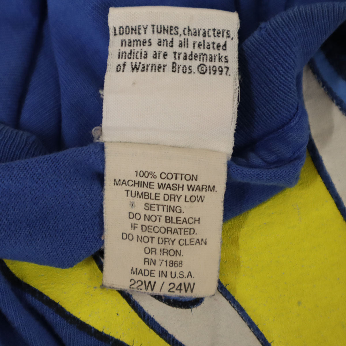 LOONEY TUNES ルーニーテューンズ 90s オールド USA製 トゥイーティー 半袖 シングルステッチ Tシャツ ブルー ワーナーブラザーズ メンズ