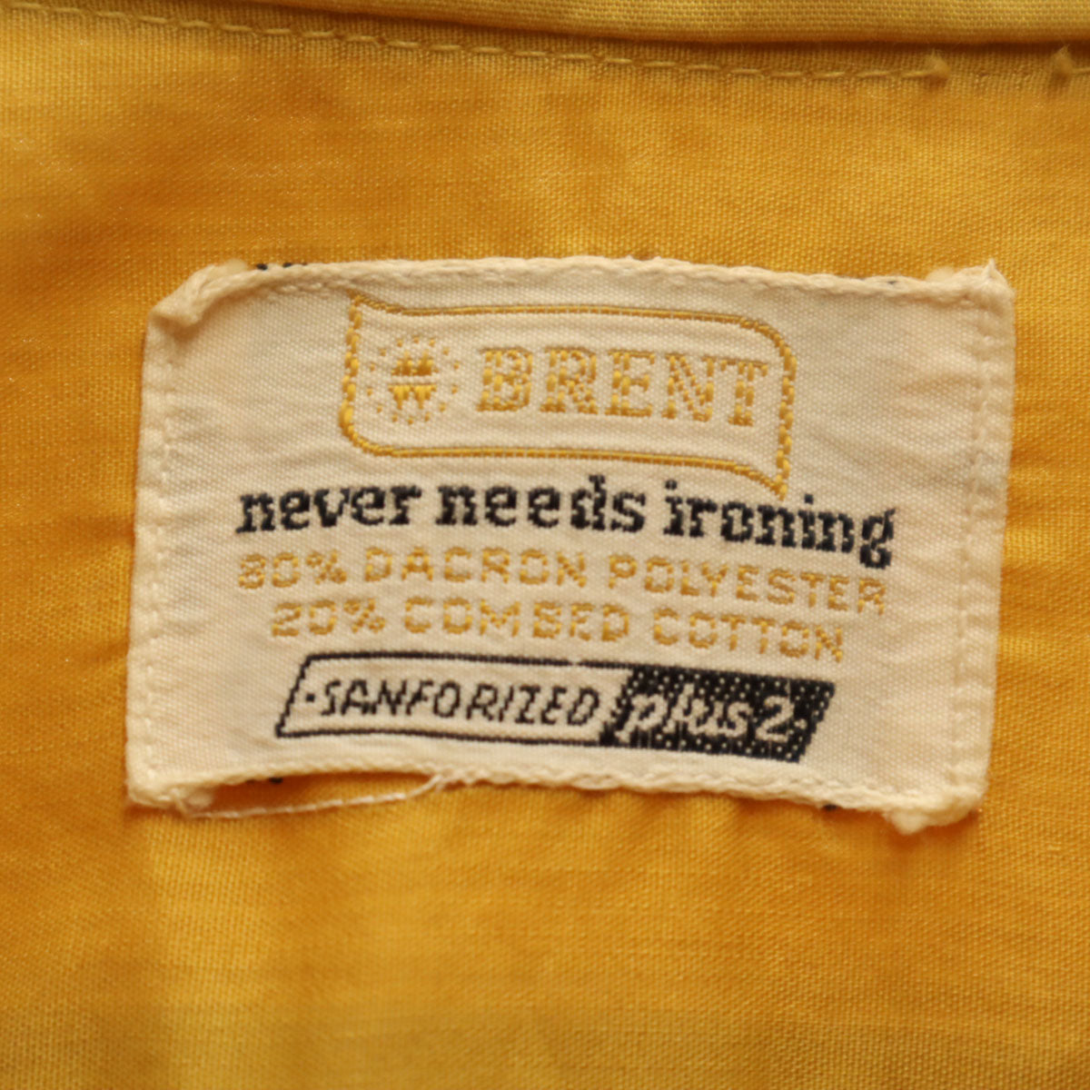 BRENT ブレント 60s ヴィンテージ 半袖 シャツ イエロー メンズ