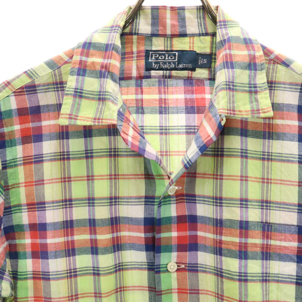 Polo by Ralph Lauren ポロバイラルフローレン 開襟 オープンカラー チェック柄 半袖 ボックスシルエット コットンシャツ S メンズ
