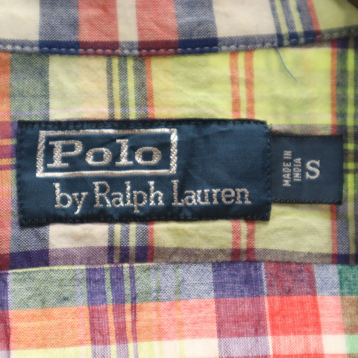 Polo by Ralph Lauren ポロバイラルフローレン 開襟 オープンカラー チェック柄 半袖 ボックスシルエット コットンシャツ S メンズ