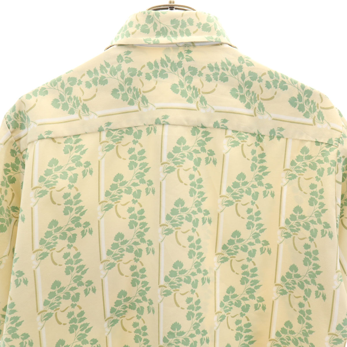 TOWNCRAFT タウンクラフト 70s ヴィンテージ 衿芯 総柄 半袖 ボックスシルエット シャツ M ベージュ×グリーン メンズ