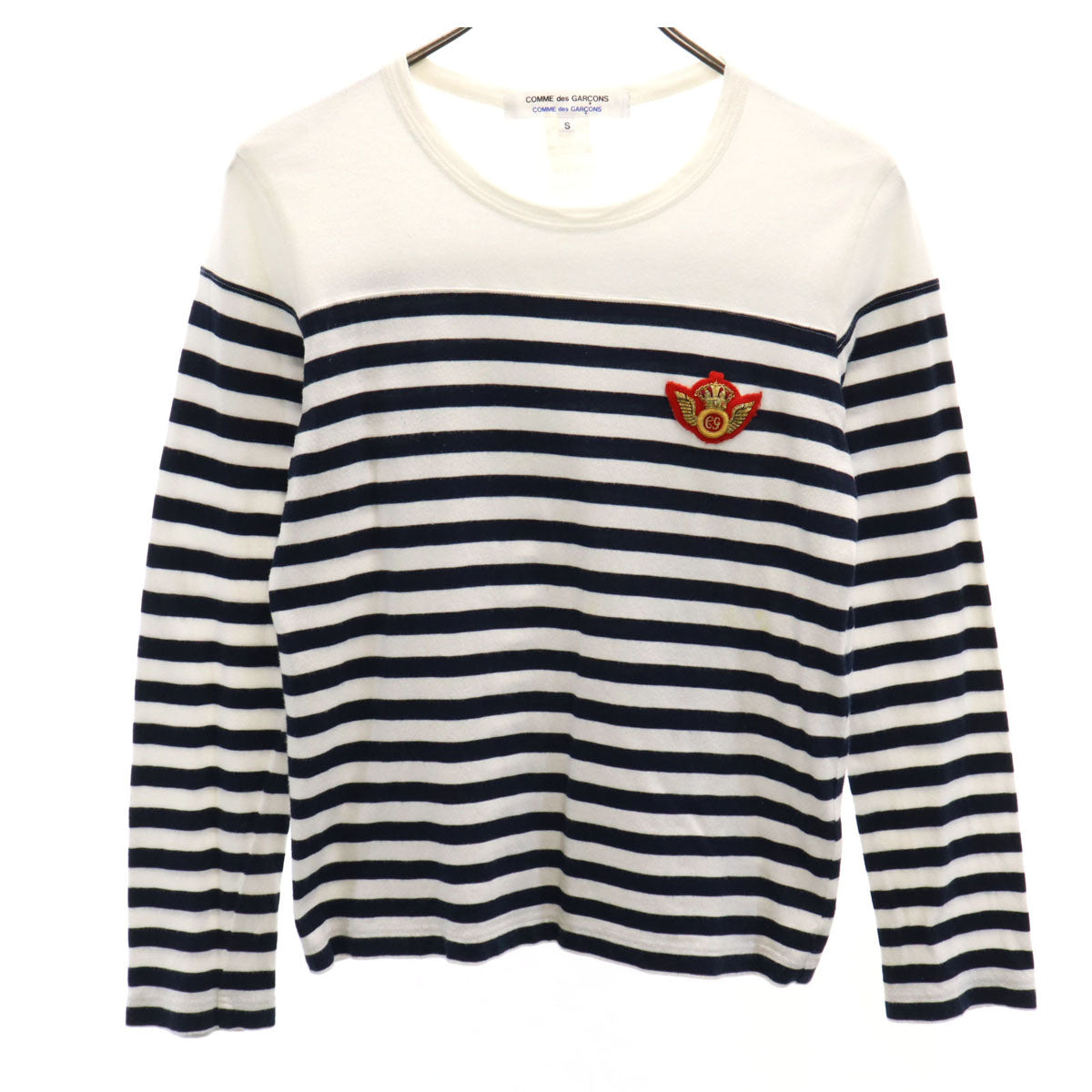 Comme des Garcons Comme des Garcons コムデギャルソンコムデギャルソン フランス製 ボーダー柄 長袖 カットソー S ホワイト レディース