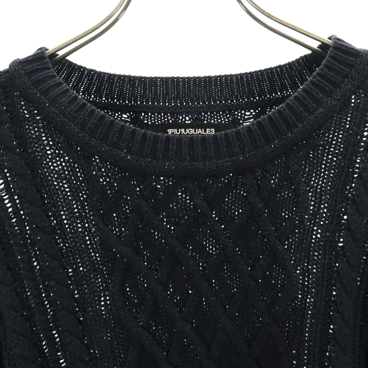 1piu1uguale3 RELAX ウノピゥウノウグァーレトレ リラックス 長袖 アラン ニット S ブラック セーター メンズ