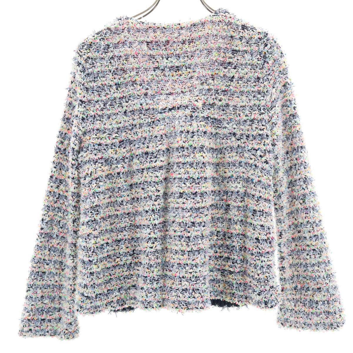 COOHEM コーヘン 日本製 ヨネトミツイード ノーカラージャケット 36 マルチ レディース