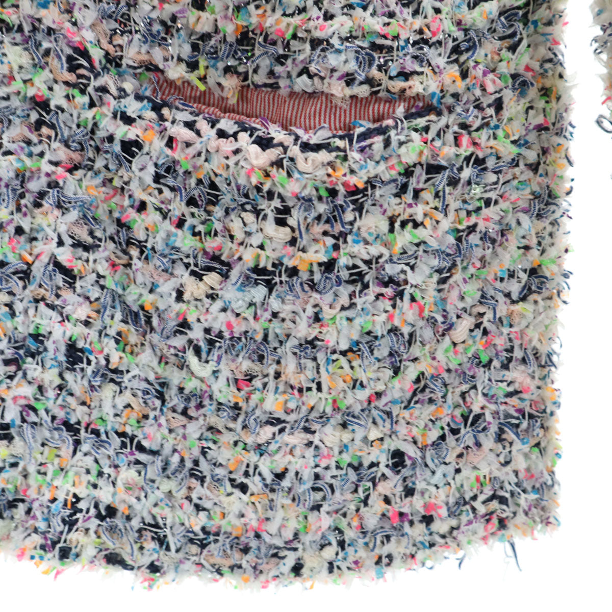 COOHEM コーヘン 日本製 ヨネトミツイード ノーカラージャケット 36 マルチ レディース