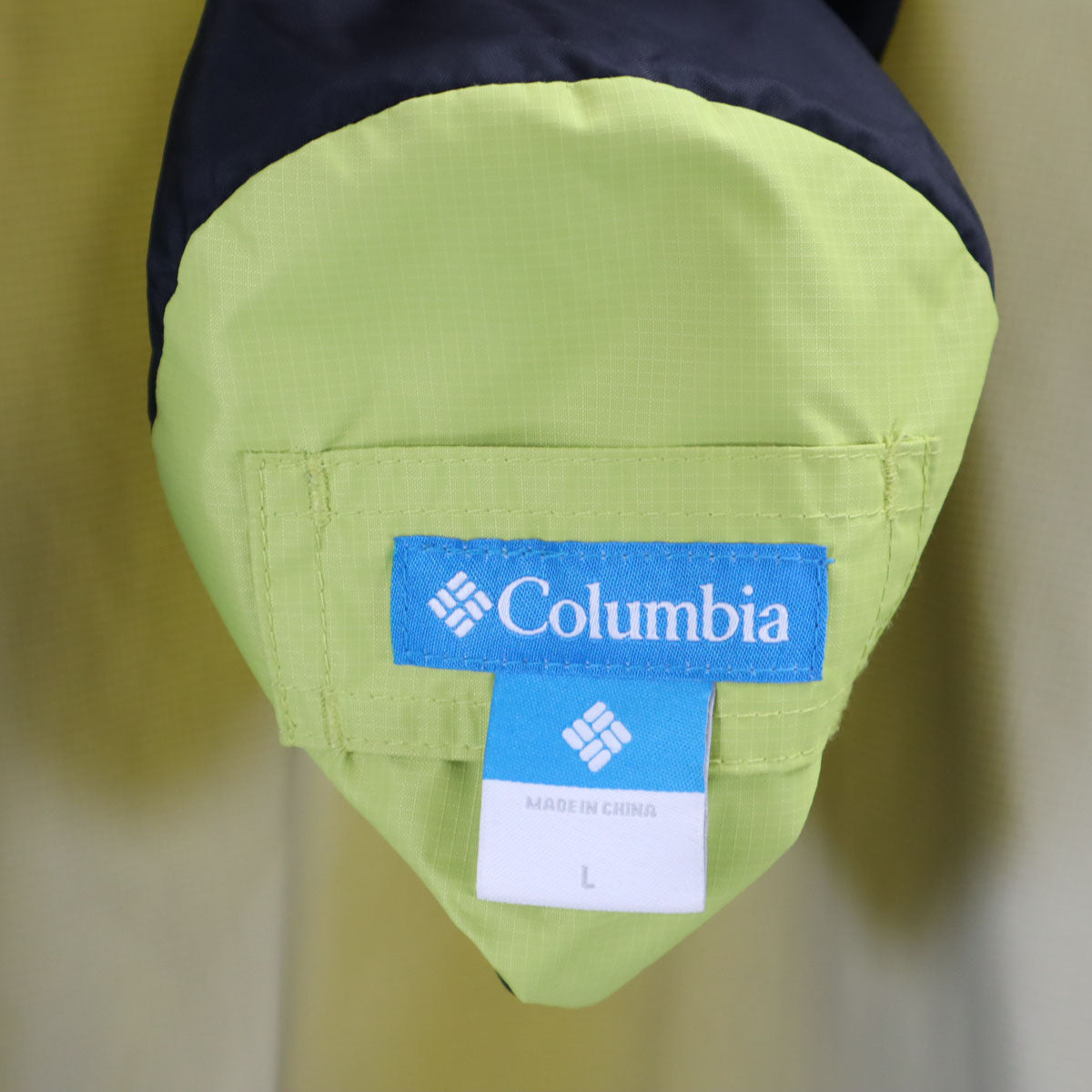 Columbia コロンビア PL0085 グラスバレー レインジャケット L 黄緑 アウトドア OMNI-TECH 収納袋付き レディース