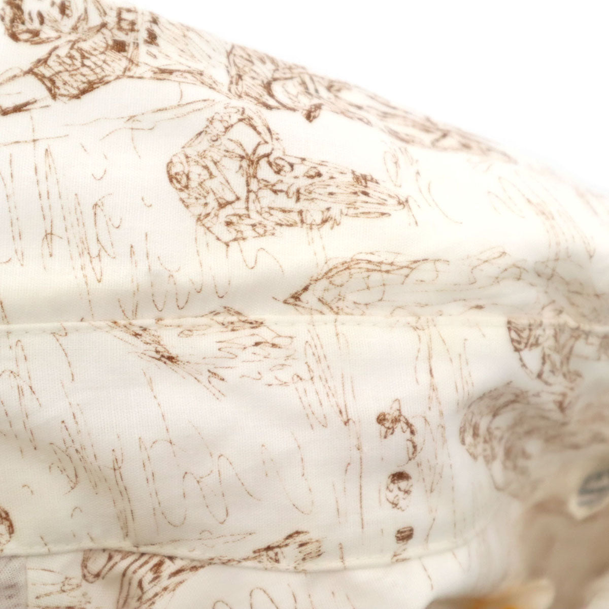 70s ヴィンテージ USA製 衿芯 総柄 長袖 コットンシャツ M ホワイト メンズ