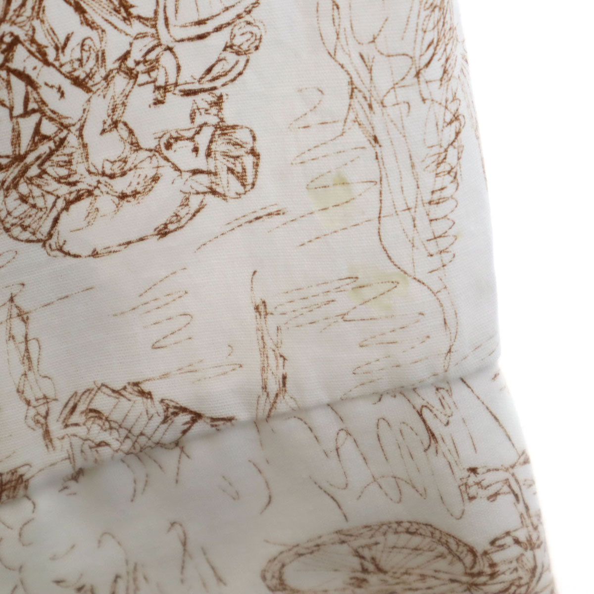 70s ヴィンテージ USA製 衿芯 総柄 長袖 コットンシャツ M ホワイト メンズ