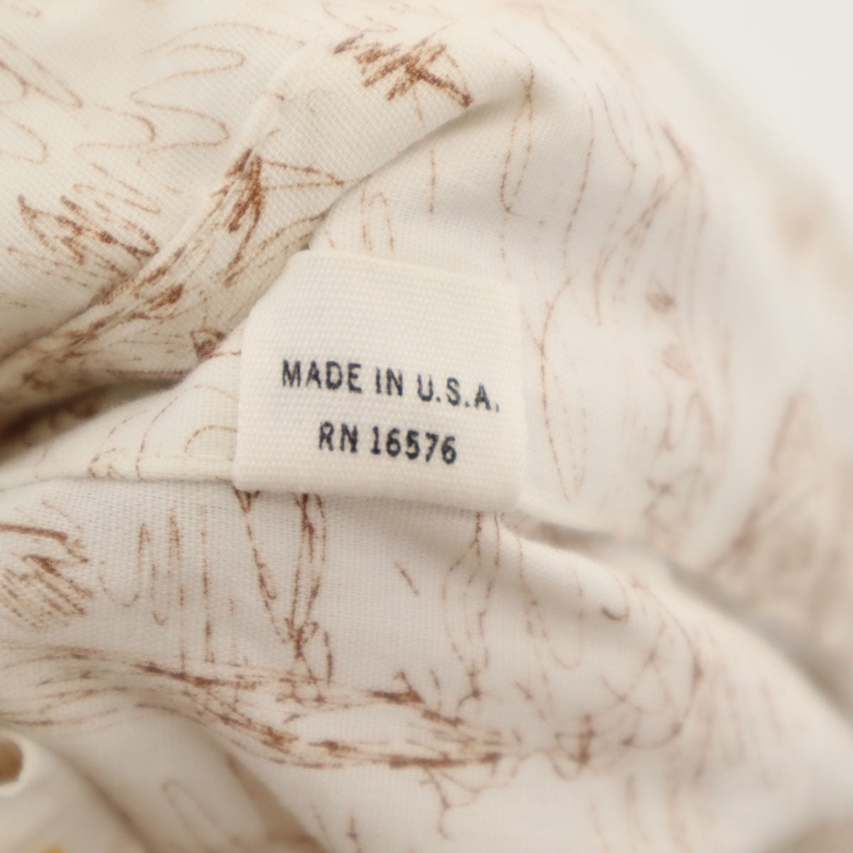 70s ヴィンテージ USA製 衿芯 総柄 長袖 コットンシャツ M ホワイト メンズ