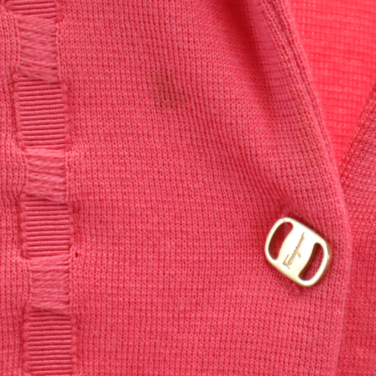 SalvatoreFerragamo サルバトーレフェラガモ イタリア製 ウールブレンド 長袖 カーディガン XS ピンク レディース