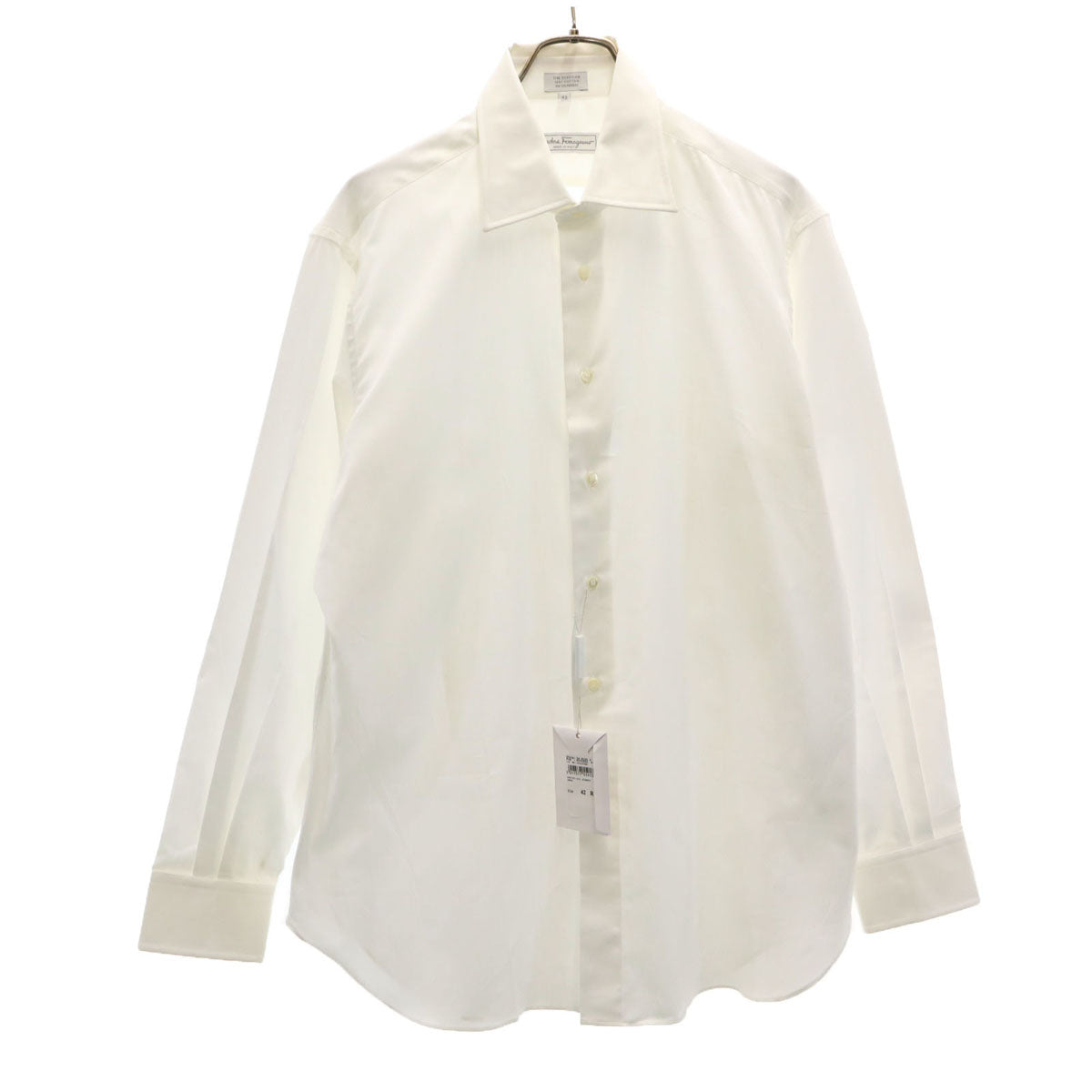 SalvatoreFerragamo サルバトーレフェラガモ イタリア製 長袖 カッターシャツ 42 ホワイト 袋付き メンズ