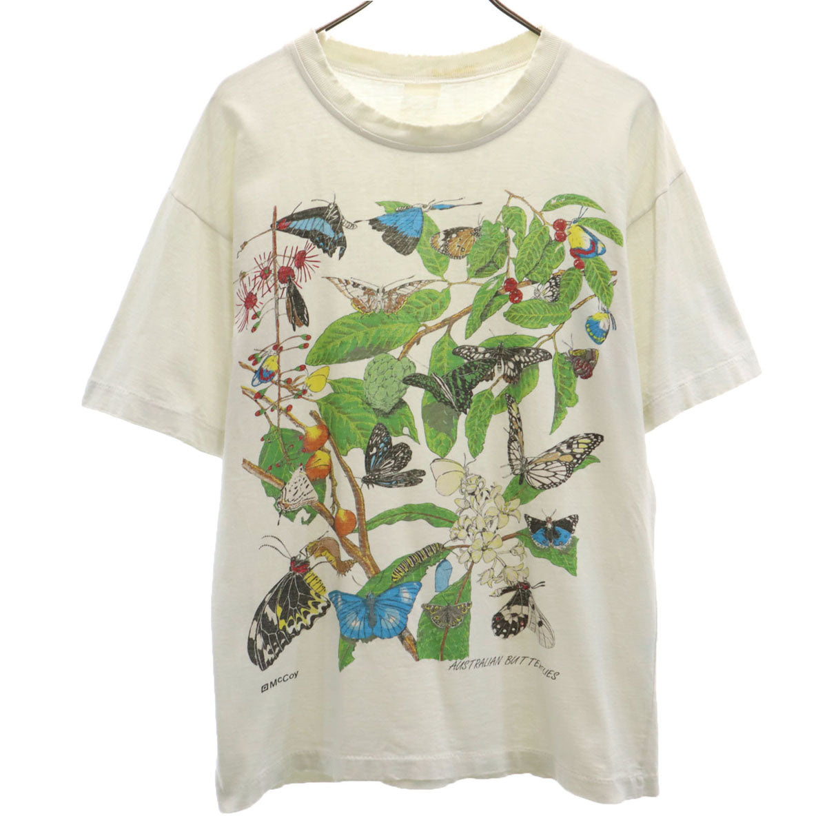 OLD オールド 90s 昆虫 半袖 シングルステッチ プリント Tシャツ ホワイト メンズ