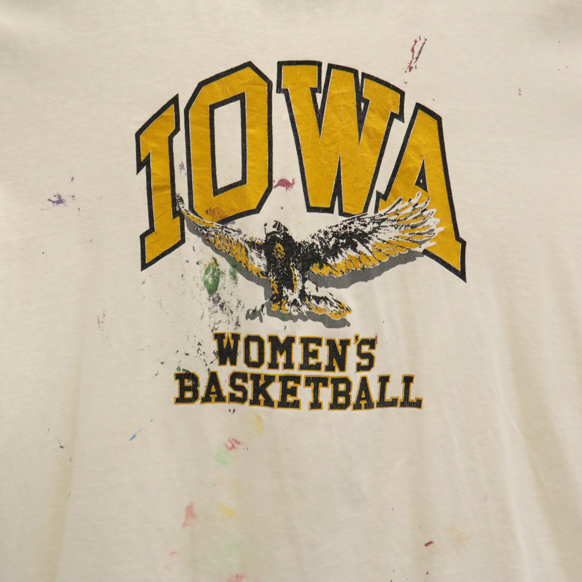 ROYAL ロイヤル 80s ヴィンテージ USA製 アイオワ大学 イーグル 半袖 シングルステッチ Tシャツ XL ホワイト バスケ カレッジロゴ レディース