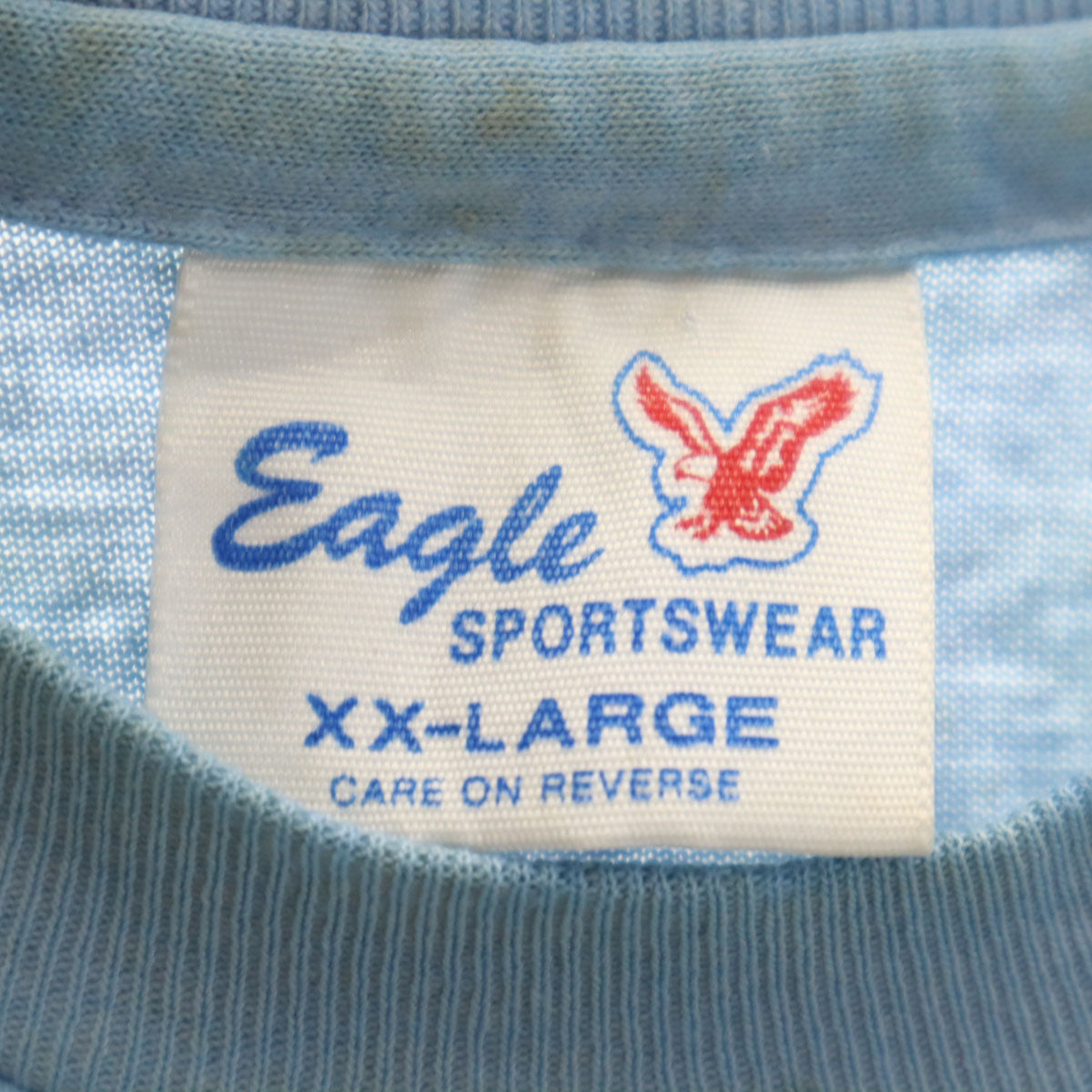 Eagle SPORTSWEAR イーグル スポーツウェア 80s ヴィンテージ USA製 半袖 シングルステッチ ナンバリング Tシャツ XXL ライトブルー メンズ