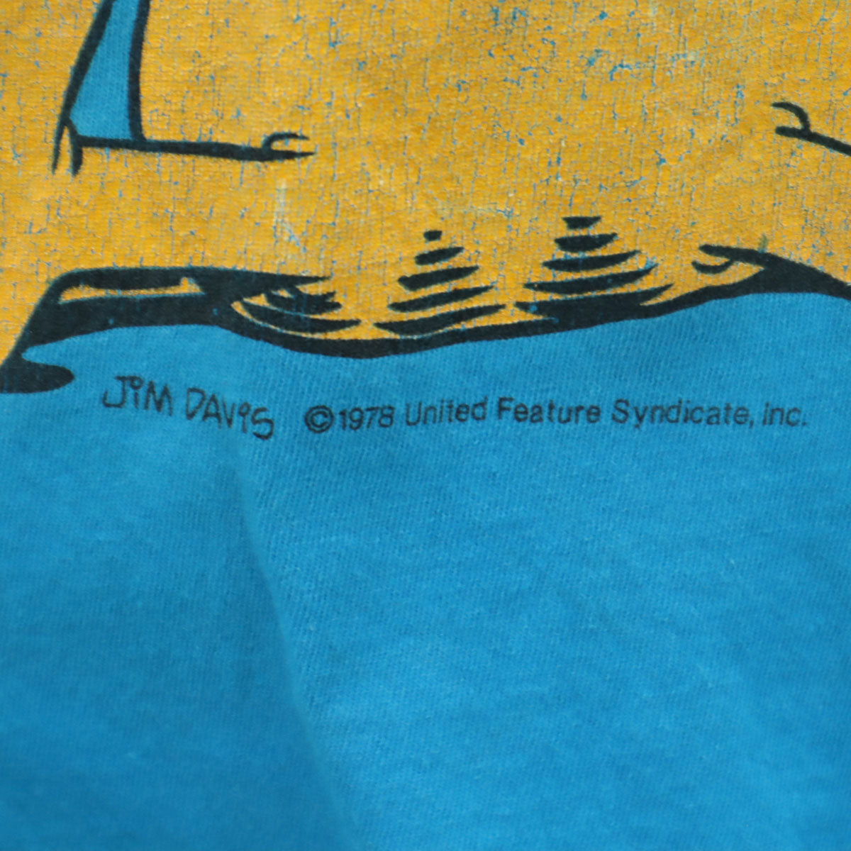 SUN SPORTSWEAR サン スポーツウェア 80s ヴィンテージ USA製 ガーフィールド 半袖 シングルステッチ プリント Tシャツ L ライトブルー Garfield メンズ