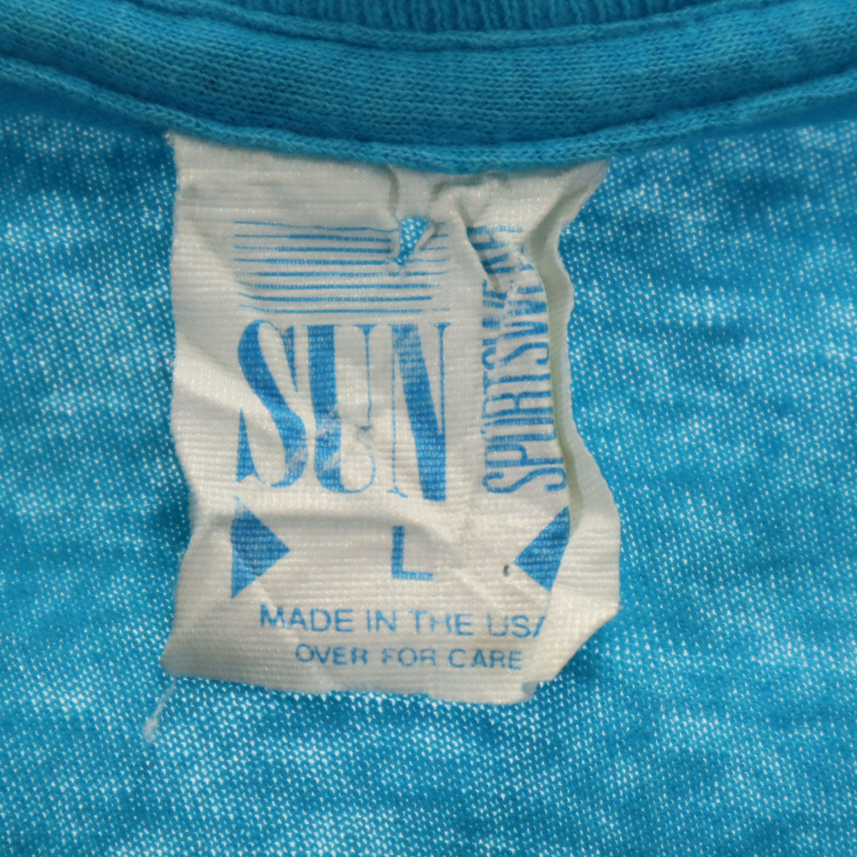 SUN SPORTSWEAR サン スポーツウェア 80s ヴィンテージ USA製 ガーフィールド 半袖 シングルステッチ プリント Tシャツ L ライトブルー Garfield メンズ