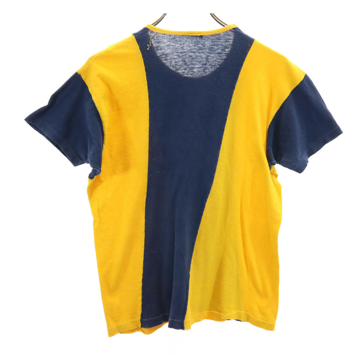 Champion チャンピオン 70s ヴィンテージ USA製 バータグ後期 半袖 シングルステッチ カレッジロゴ Tシャツ L ネイビー×イエロー ミシガン大学 メンズ