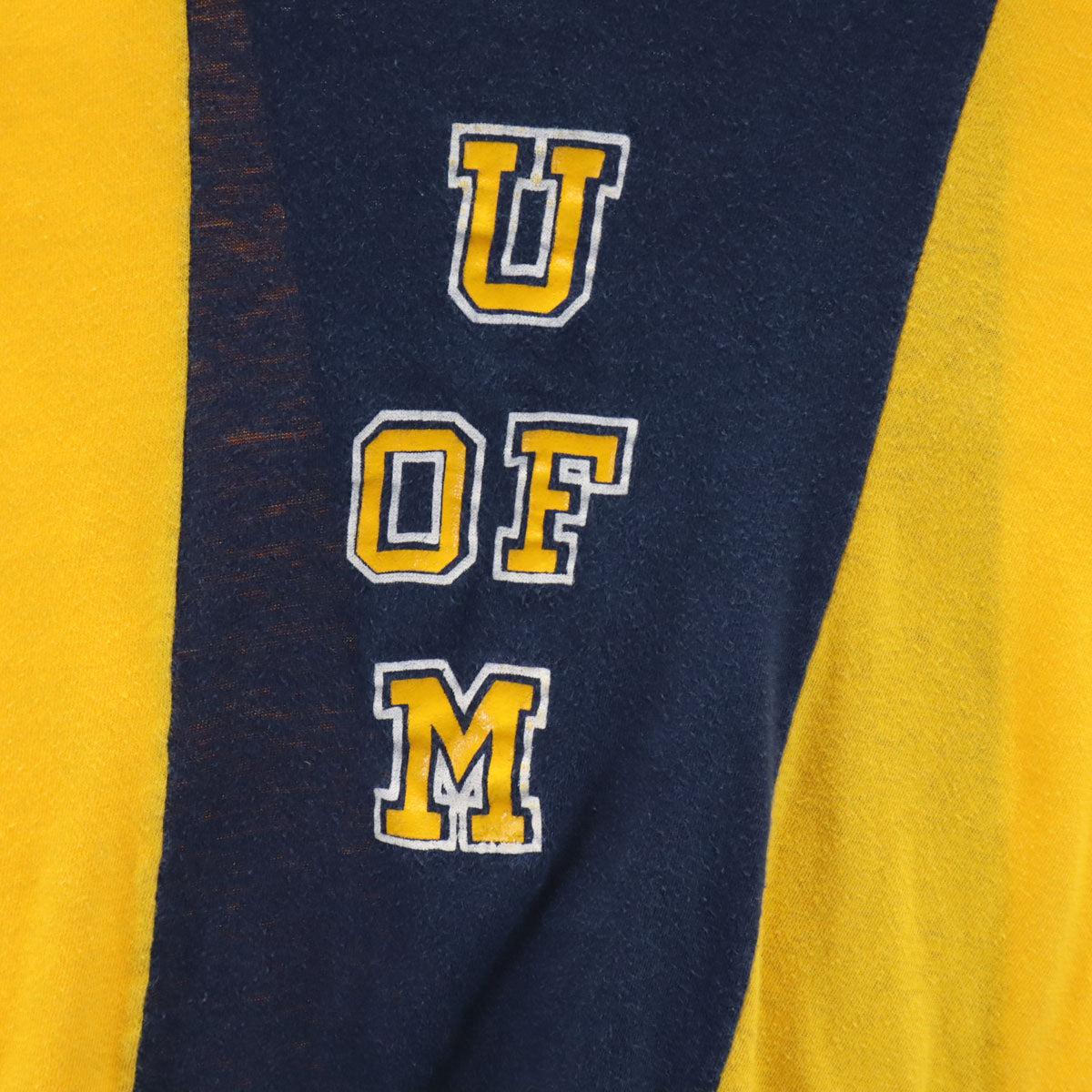 Champion チャンピオン 70s ヴィンテージ USA製 バータグ後期 半袖 シングルステッチ カレッジロゴ Tシャツ L ネイビー×イエロー ミシガン大学 メンズ