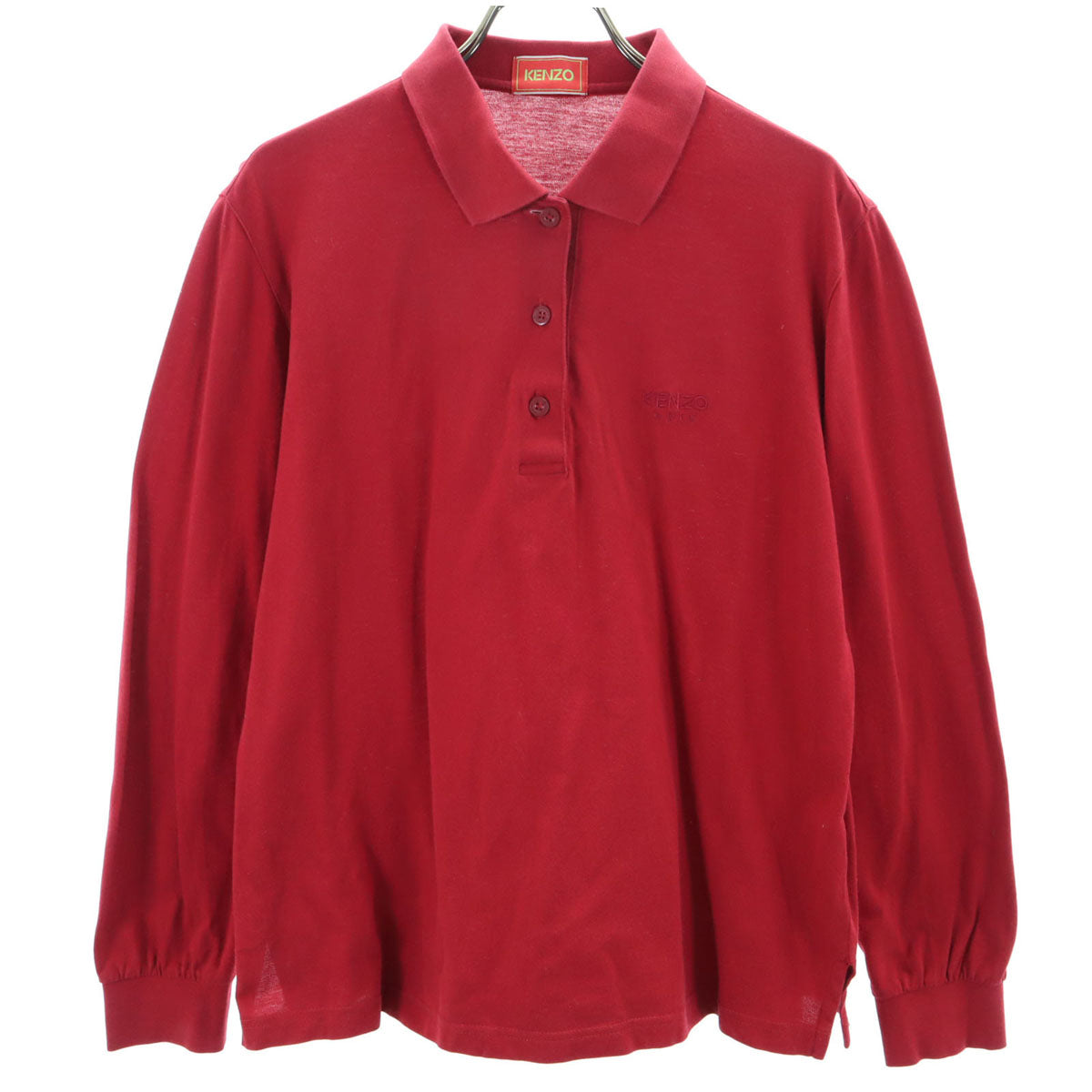 KENZO ケンゾー 90s 日本製 オールド ゴルフ 長袖 ポロシャツ L 赤 GOLF 鹿の子地 レディース
