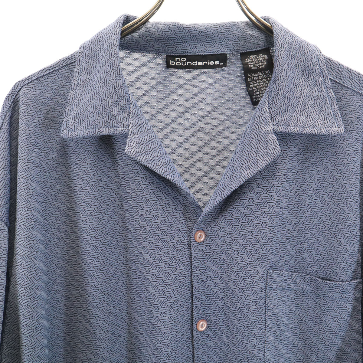 no boundaries ノーバウンダリーズ 90s 00s USA製 オールド 総柄 半袖 オープンカラーシャツ XL チャコールグレー メンズ