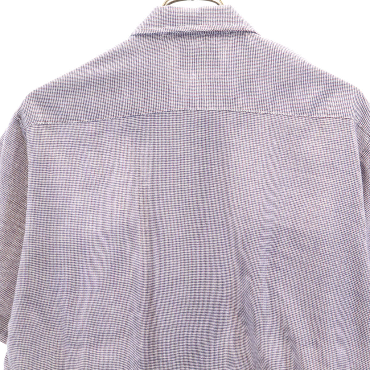 70s USA製 ヴィンテージ チェック柄 半袖 シャツ M ネイビー permanent press メンズ