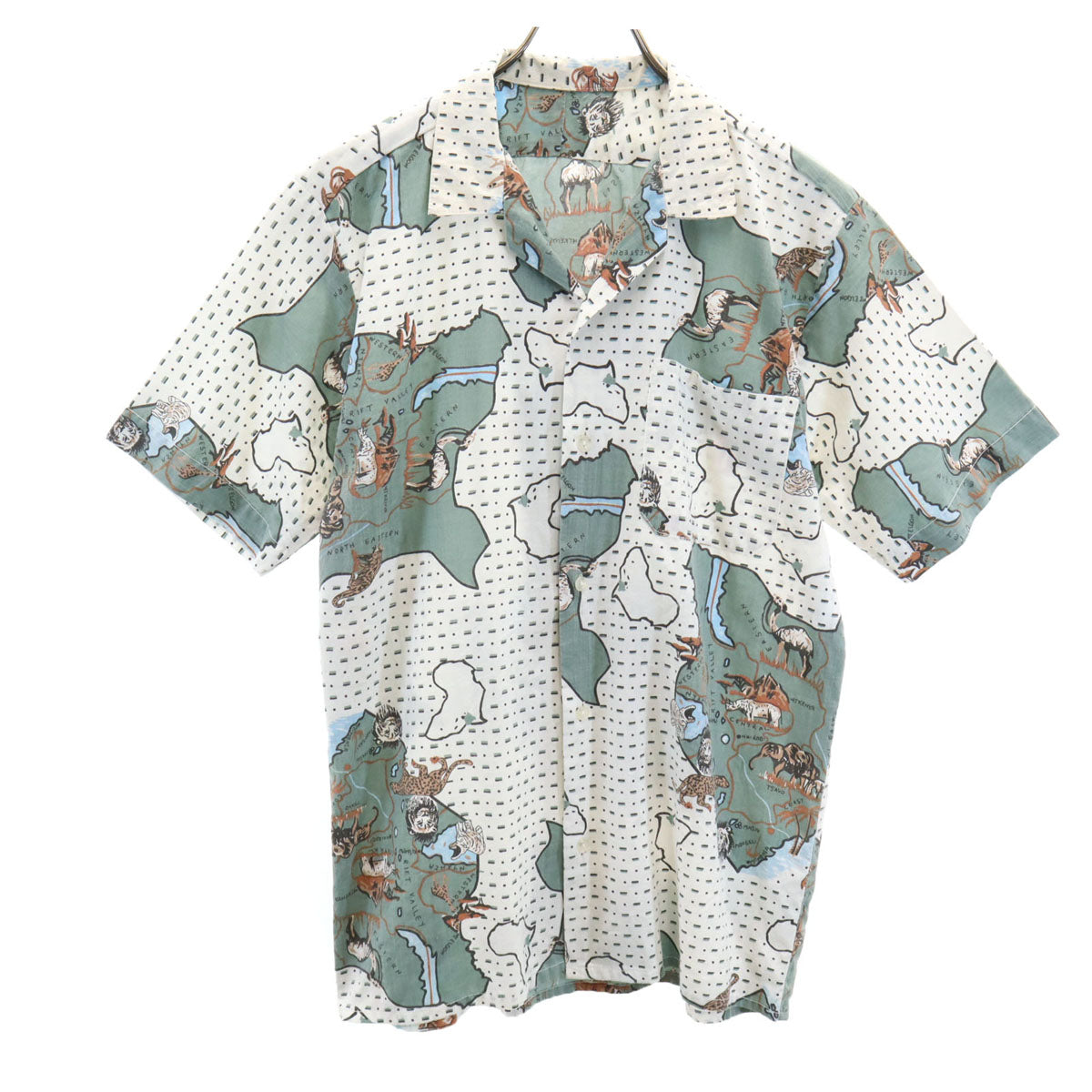 VINTAGE ヴィンテージ 60s 開襟 アニマル柄 半袖 オープンカラーシャツ ホワイト メンズ