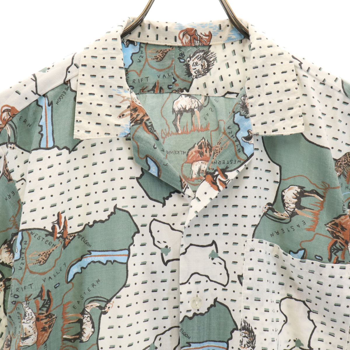 VINTAGE ヴィンテージ 60s 開襟 アニマル柄 半袖 オープンカラーシャツ ホワイト メンズ
