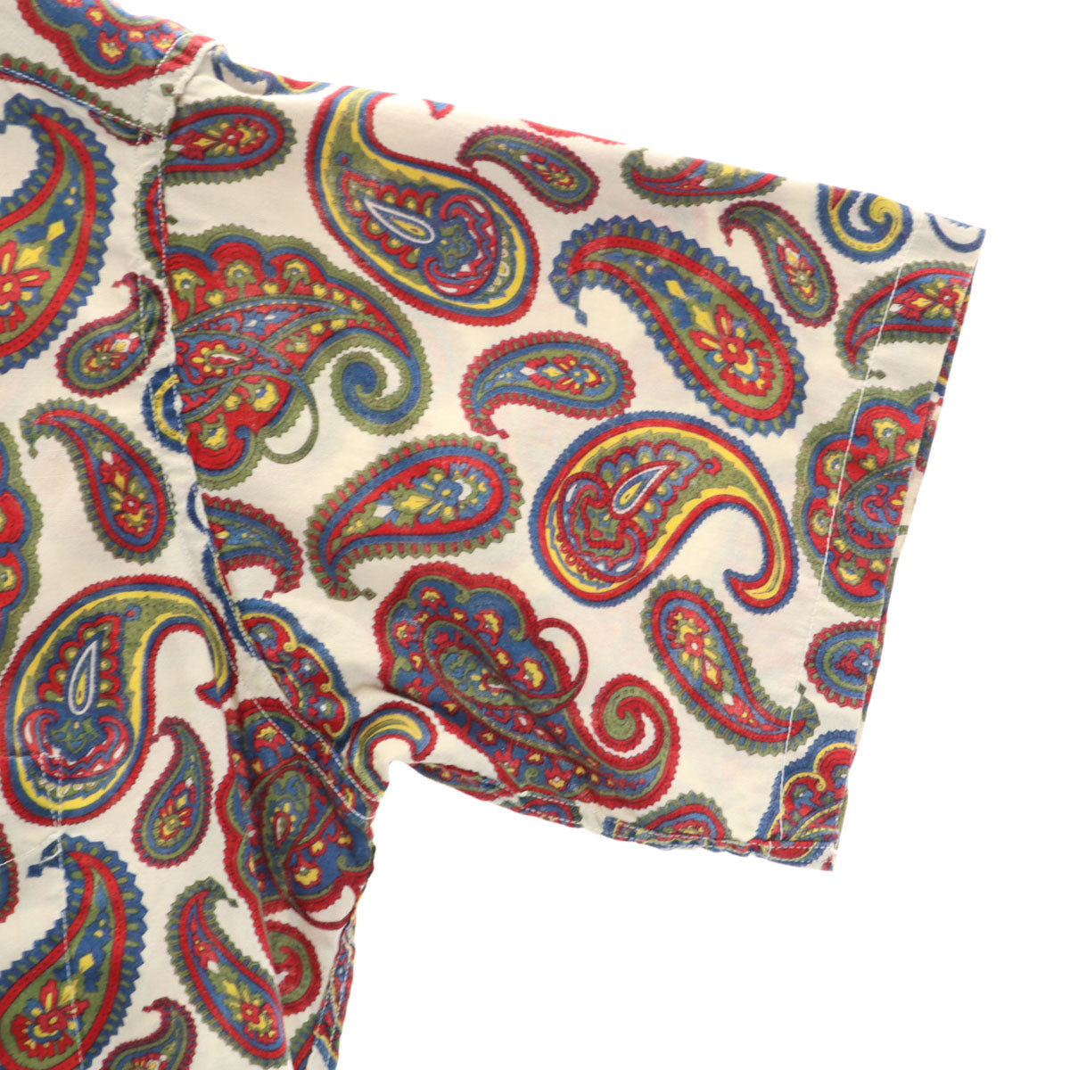 70s ヴィンテージ ペイント柄 半袖 ボタンダウンシャツ M グレージュ メンズ