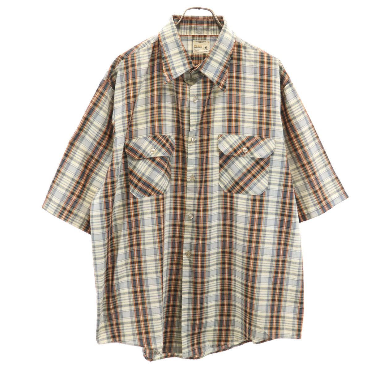 BIG MAC ビッグマック 70s ヴィンテージ チェック柄 半袖 シャツ XL グレー JCPenney メンズ