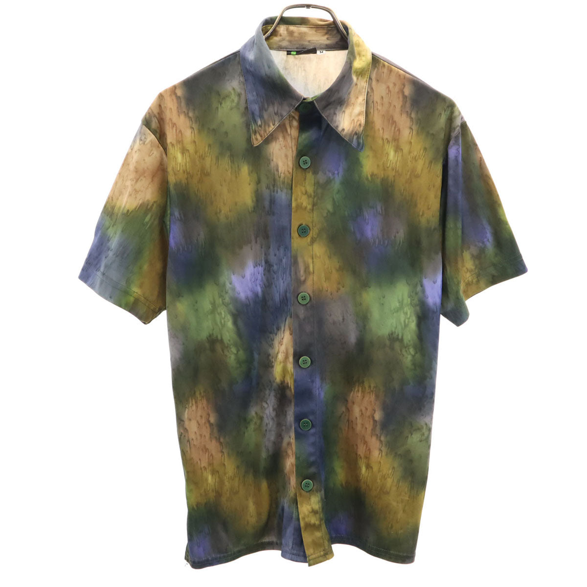 70s 80s ヴィンテージ 総柄 半袖 シャツ M マルチ メンズ