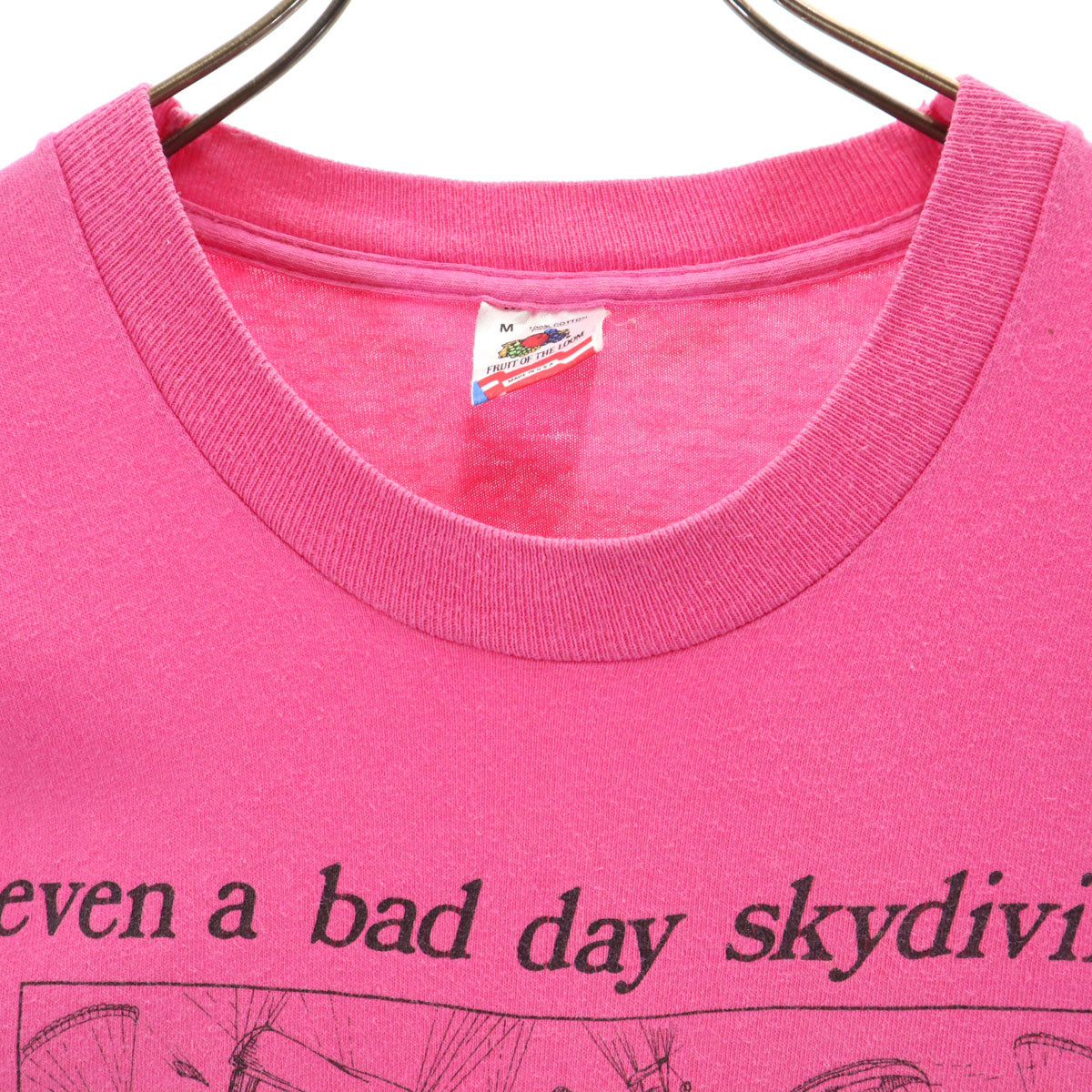 FRUIT OF THE LOOM フルーツオブザルーム 90s オールド USA製 半袖 シングルステッチ メッセージ Tシャツ M ピンク メンズ