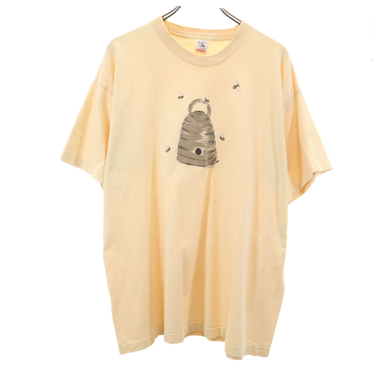 FRUIT OF THE LOOM フルーツオブザルーム 90s オールド USA製 ミツバチ 半袖 シングルステッチ Tシャツ XL ベージュ メンズ