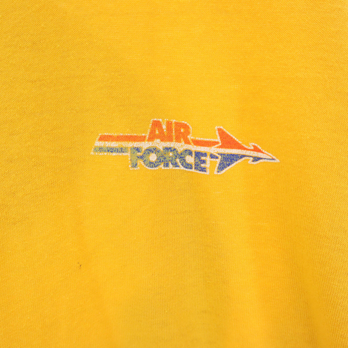 Hanes ヘインズ 90s オールド 米空軍 バックプリント 半袖 シングルステッチ Tシャツ XL イエロー AIR FORCE メンズ