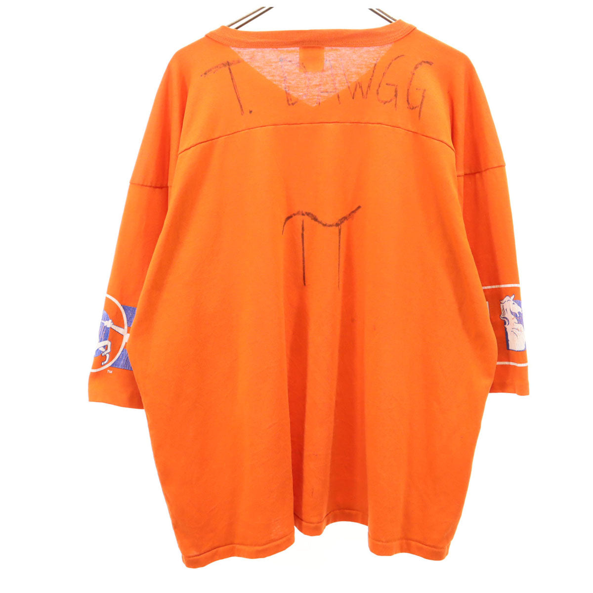 80s 90s オールド USA製 ブロンコス 半袖 シングルステッチ Vネック フットボール Tシャツ XL オレンジ BRONCOS メンズ