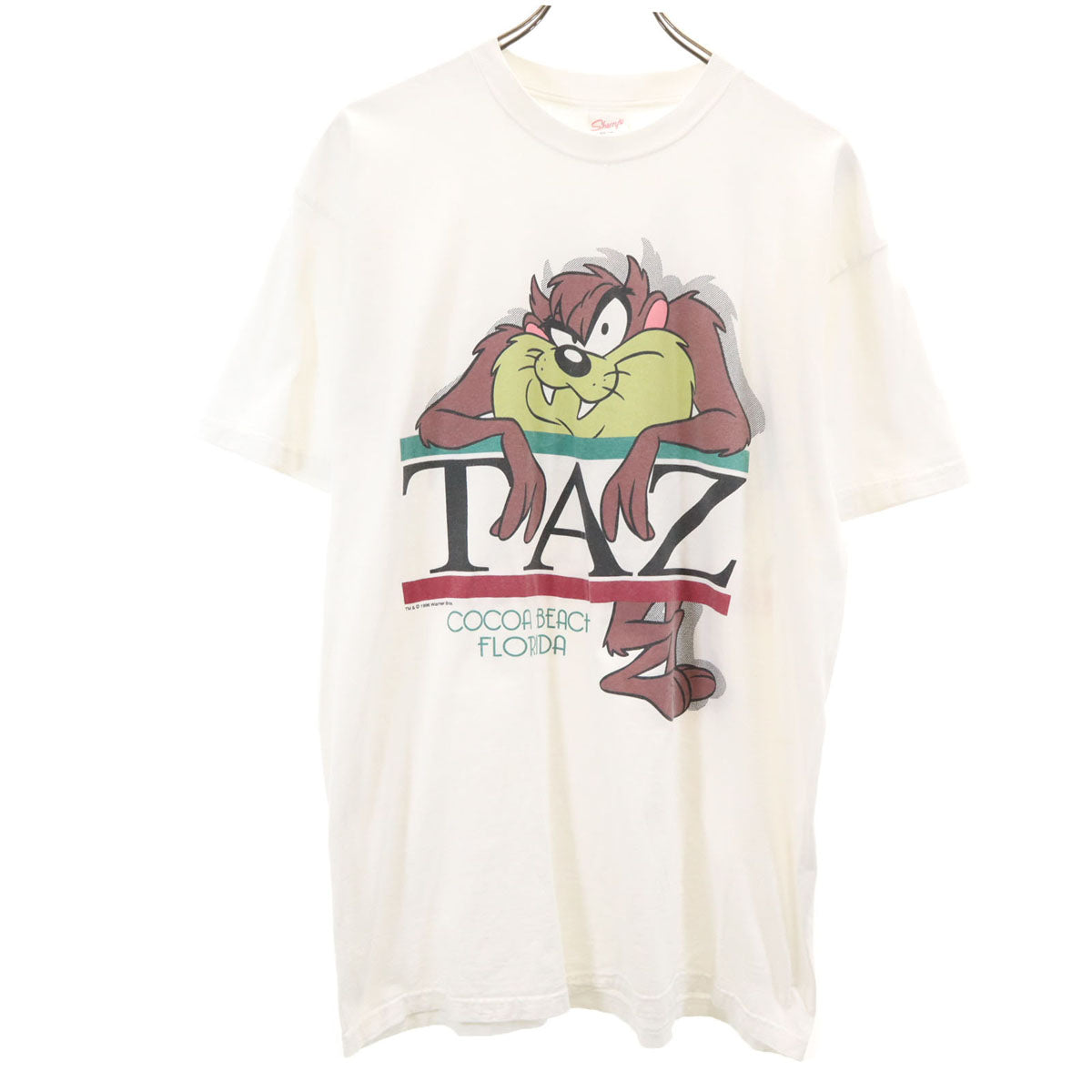 90s オールド メキシコ製 タズマニアンデビル 半袖 両面プリント Tシャツ L ホワイト ワーナーブラザーズ メンズ