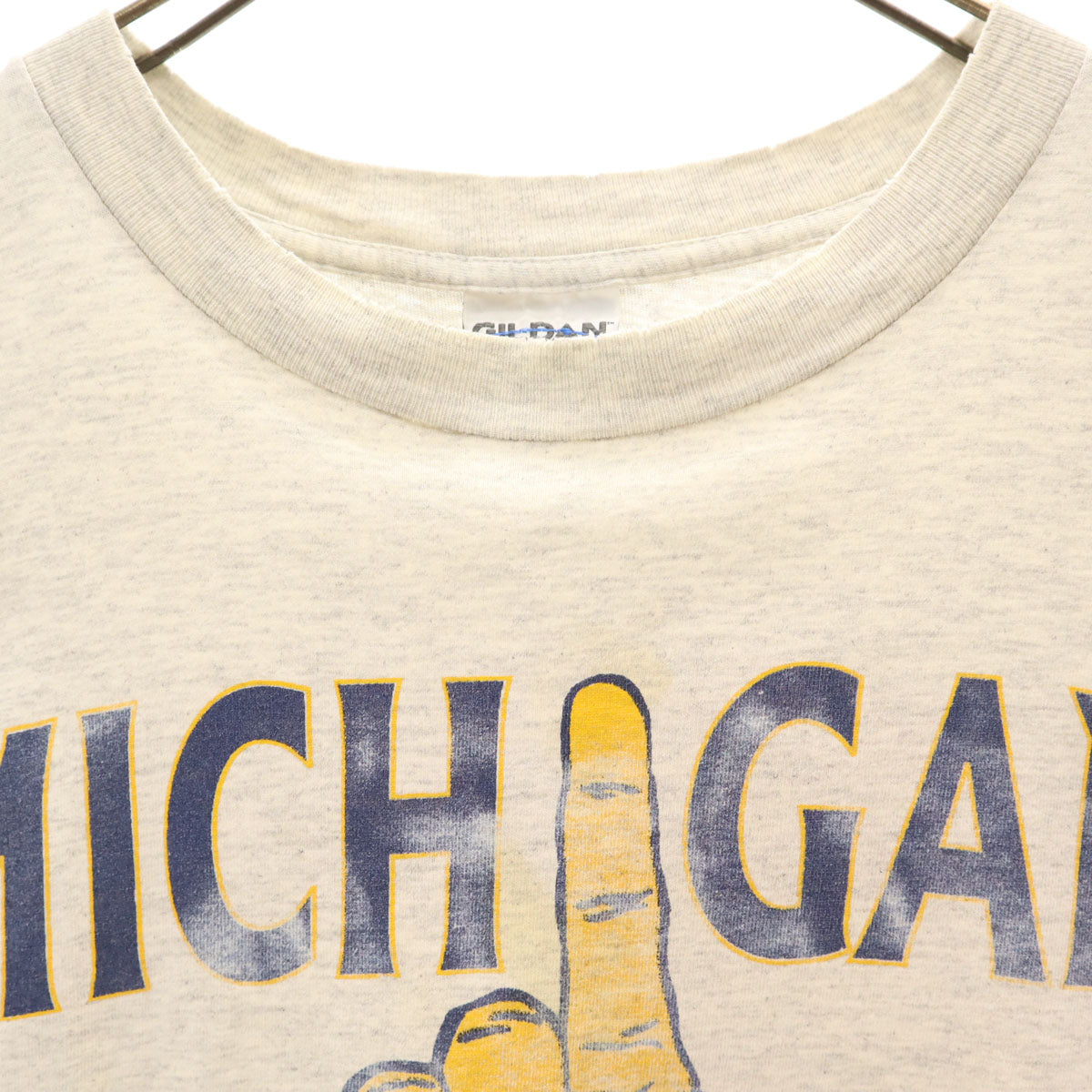 GILDAN ギルダン 90s オールド 刺繍タグ ミシガン大学 半袖 カレッジ Tシャツ XXL グレー メンズ