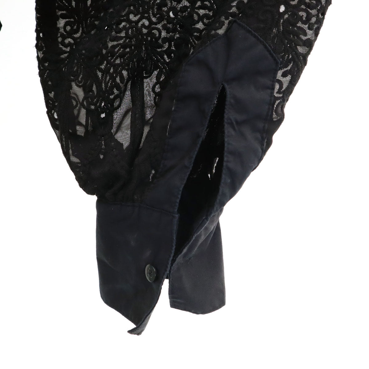 AMERI UNDRESSED アメリ 刺繍 長袖 シースルー スタンドカラー シャツ F 黒 レディース