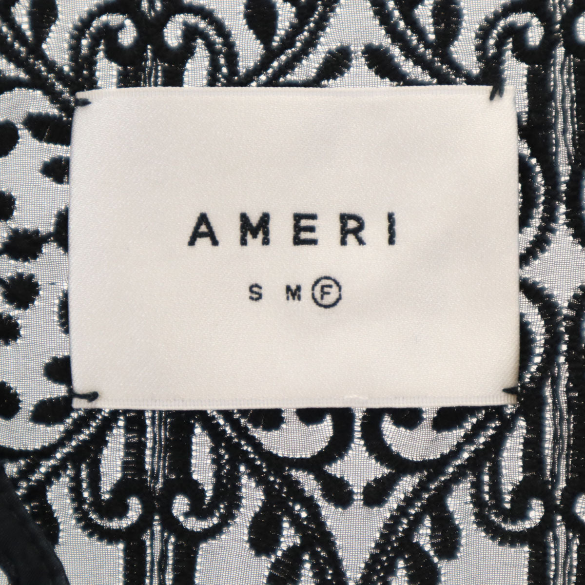 AMERI UNDRESSED アメリ 刺繍 長袖 シースルー スタンドカラー シャツ F 黒 レディース